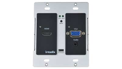 AS-1H1V-WP-B - Intelix HDMI/VGA Auto-Switching Wallplate with VGA Scaling, HDBaseT Output