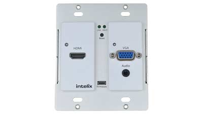 AS-1H1V-WP-W - Intelix HDMI/VGA Auto-Switching Wallplate with VGA Scaling & HDBaseT Output