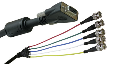 E-VGAF-5BNCM-1 - Liberty Premium Molded VGA female to 5 BNC male cable