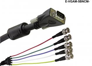 E-VGAM-5BNCM-15 - Liberty Premium Molded VGA male to 5 BNC male cable