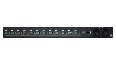 INT-PSU12 - 12 Port 5V, 12V, 24V Selectable DC Power Supply Hub with IP & RS232 Control capability