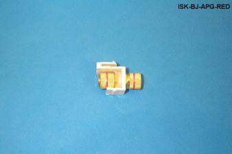 ISK-BJ-APG-RED - Keystone compatible  Speaker Banana inserts black in almond