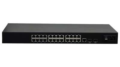 NGSM24T2-AV - 24-port Managed Gigabit Ethernet Switch rear facing