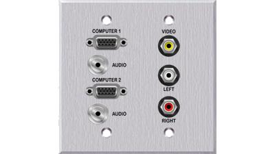 PC-G2000-E-P-C - Panelcrafters precision manufactured dual VGA+3.5TRS and Triplex RCA A/V pass through