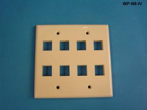 WP-N8-IV - Keystone double gang 8-port smooth faceplate