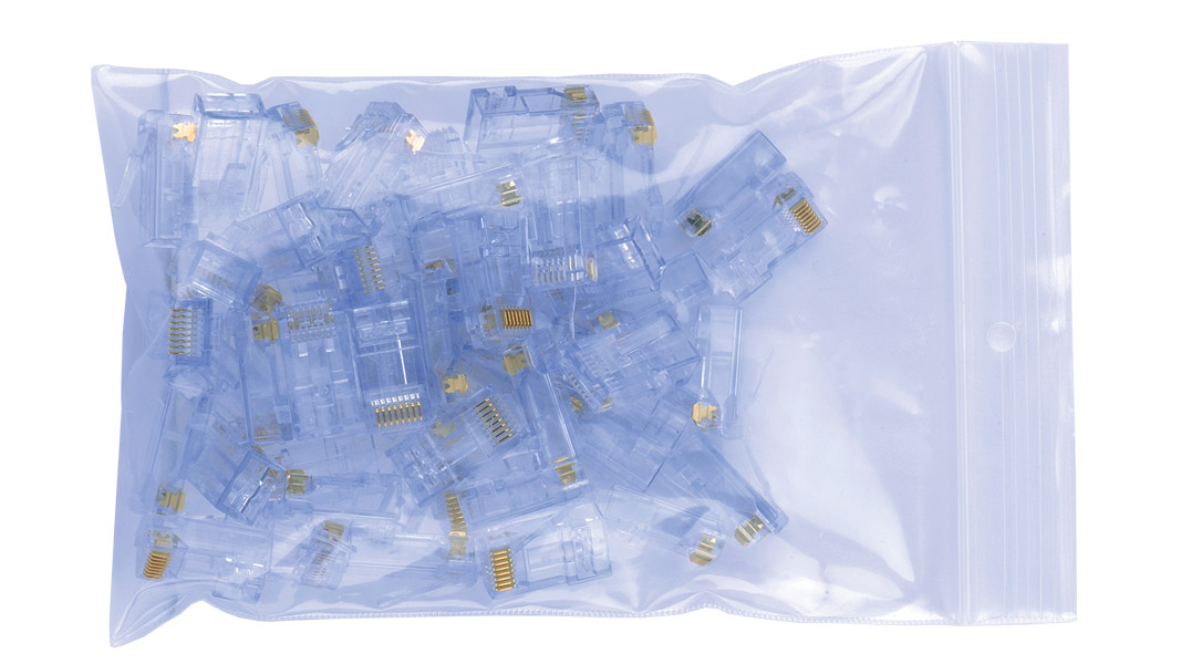 100010LW - Category 6 EZ-RJ45 plugs in a 50-pack