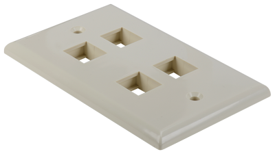 WP-N4-WH - Keystone single gang 4-port smooth faceplate