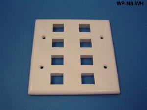 WP-N8-WH - Keystone double gang 8-port smooth faceplate